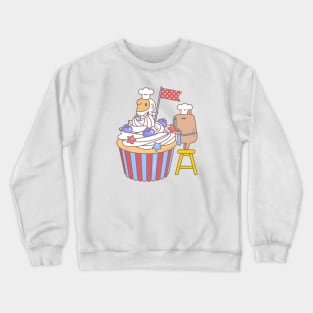 Bubu and Moonch, Guinea pig and Capybara Making Cupcake Crewneck Sweatshirt